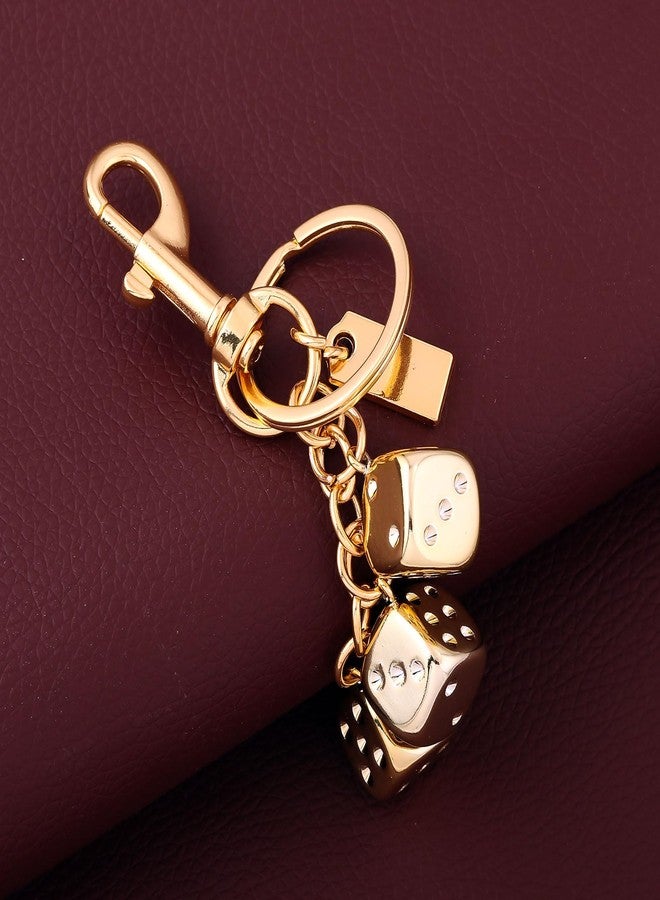 SORGERLY Gold Dice Bag Charm Keychain - Metal Key Chain Purse Handbag Accessories - Lucky Gifts for Women Men (Gold dice) - Image 3